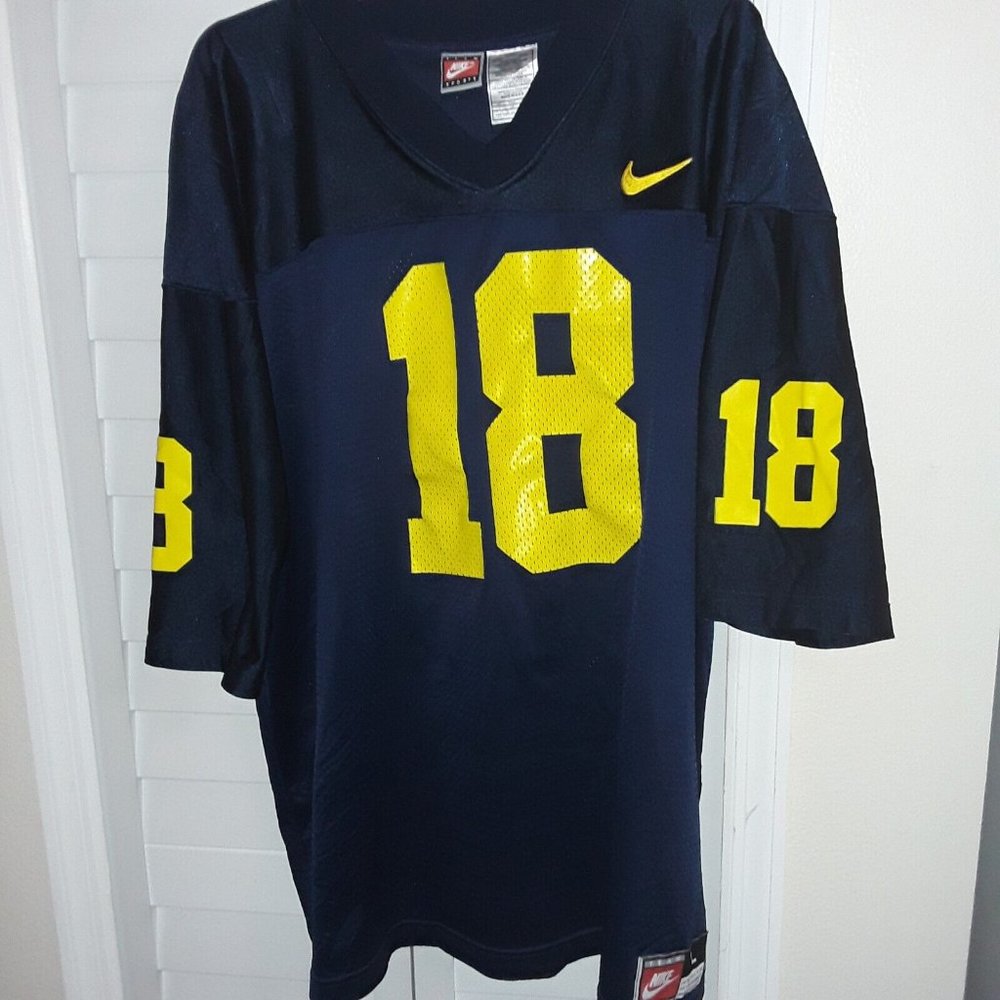 Vintage Nike Team Sports NCAA Michigan Wolverines Football Jersey #18, LG, VGUC